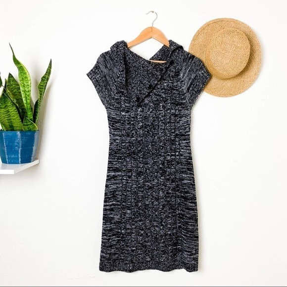 Calvin Klein Heather Black Sweater Dress w Cowl Neck Size S Small - Picture 1 of 12